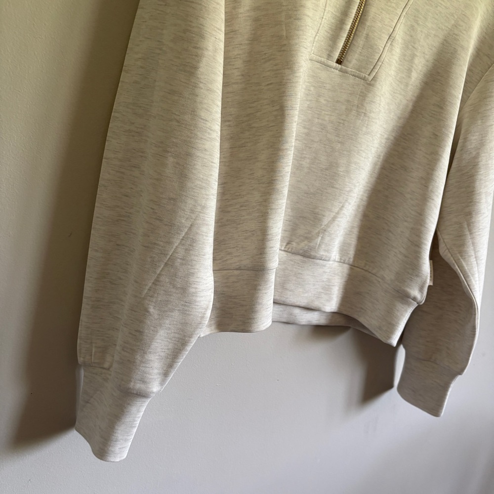 NWT Varley Doublesoft Davidson 1/2 Zip V Neck Supersoft Sweatshirt Sz S Ivory - Picture 3 of 9